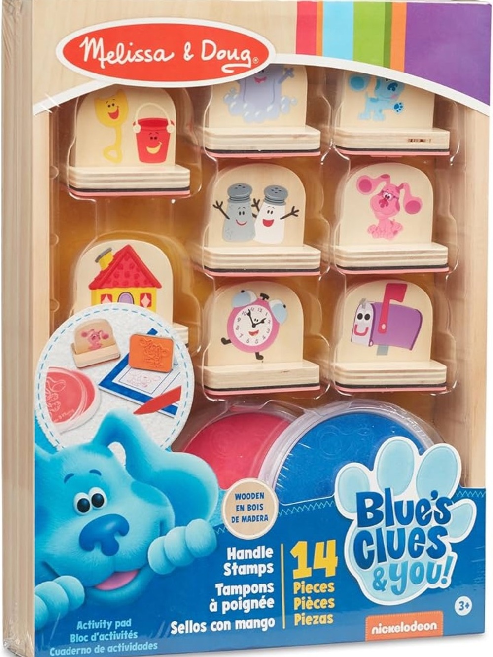 Melissa & Doug Blue's Clues & You! Wooden Handle Stamp Set - Blue & Pink